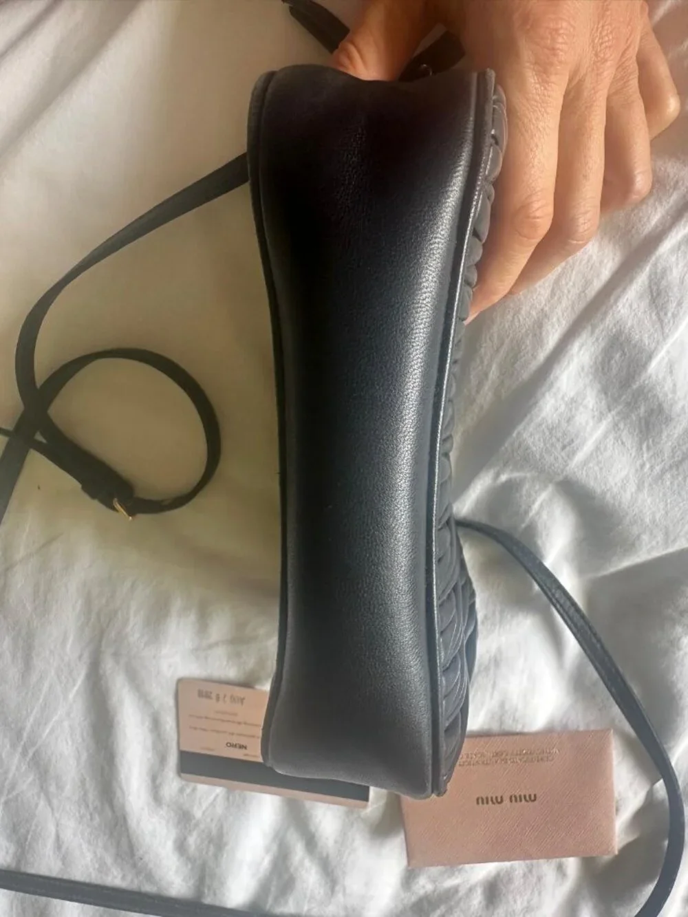 Miu Miu Black Matelassé Leather Crossbody Bag Gold Hardware
